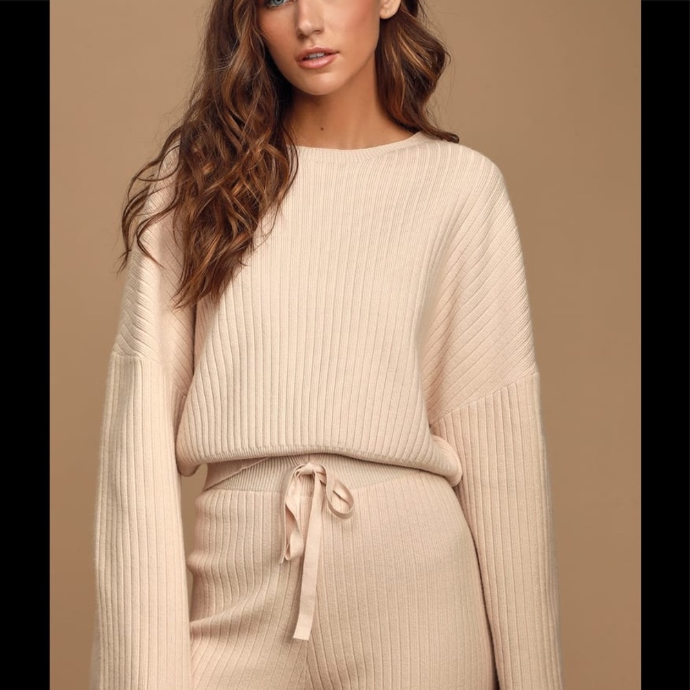 The Lulus Snuggly Style Cream Ribbed Knit Cropped Sweater